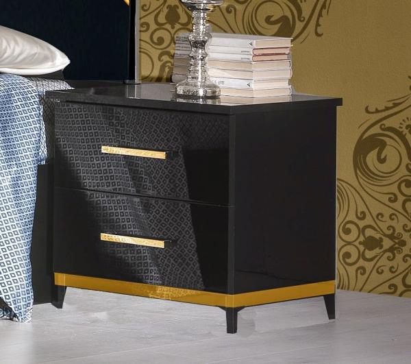Product photograph of Elegance Black Italian 2 Drawer Night Table from Choice Furniture Superstore.